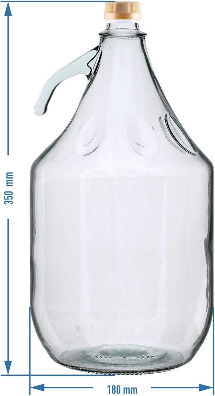 lilawelt24 Glasgärballon Set| 5L Korbflasche + Gummistopfen + Gärrohr |Weinballon Gärballon Glasflas