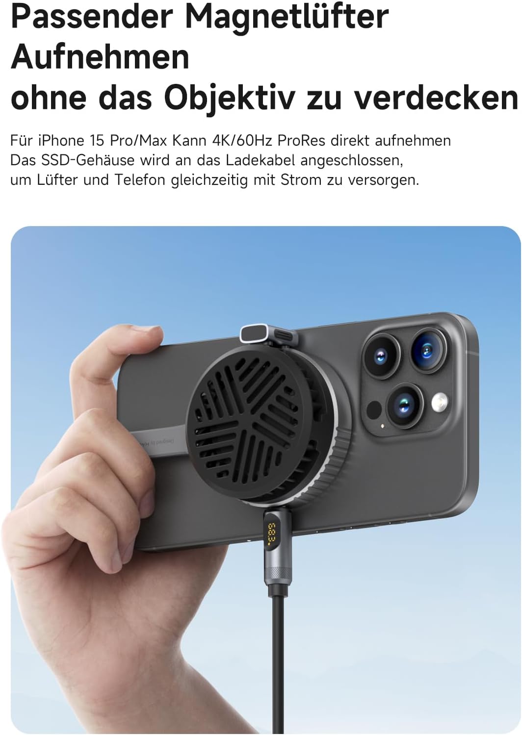 Hagibis Magnetisches M.2 2230 NVMe SSD-Gehäuse mit Magsafe für iPhone 15 Pro Max ProRes, USB C 3.2 G
