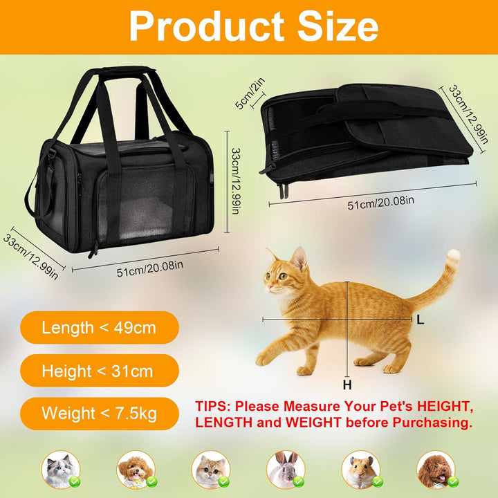 Transporttasche für Katze Hund 51x33x33cm Hundetransportbox, Faltbare Katzentransportbox Tragbar Bis