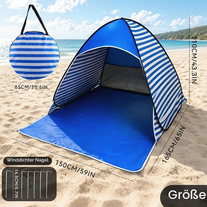 Pop Up Strandmuschel, Strandmuschel Pop Up Strandzelt, UV-Schutz 50+, geeignet für 2-3 Personen, ink