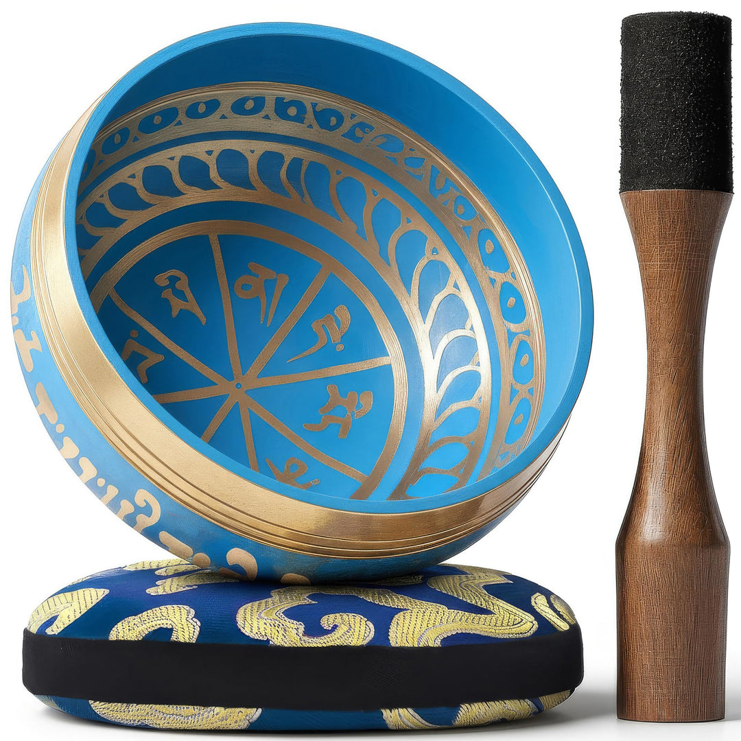 Silent Mind Klangschale Ø10cm Bronze – Handgefertigtes Komplett-Set mit Kissen und Klöppel, für Anfä
