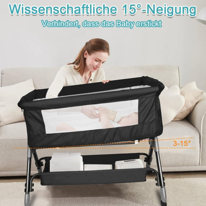 LANTUS Baby Beistellbett,Kompatibel mit verschiedenen Betten, Einfach zu Montieren und Transportiere