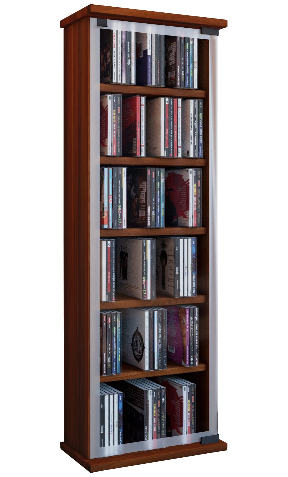 VCM Holz CD DVD Stand Regal Schrank Aufbewahrung Standregal Ständer Classic Glastür Kern-Nussbaum, K