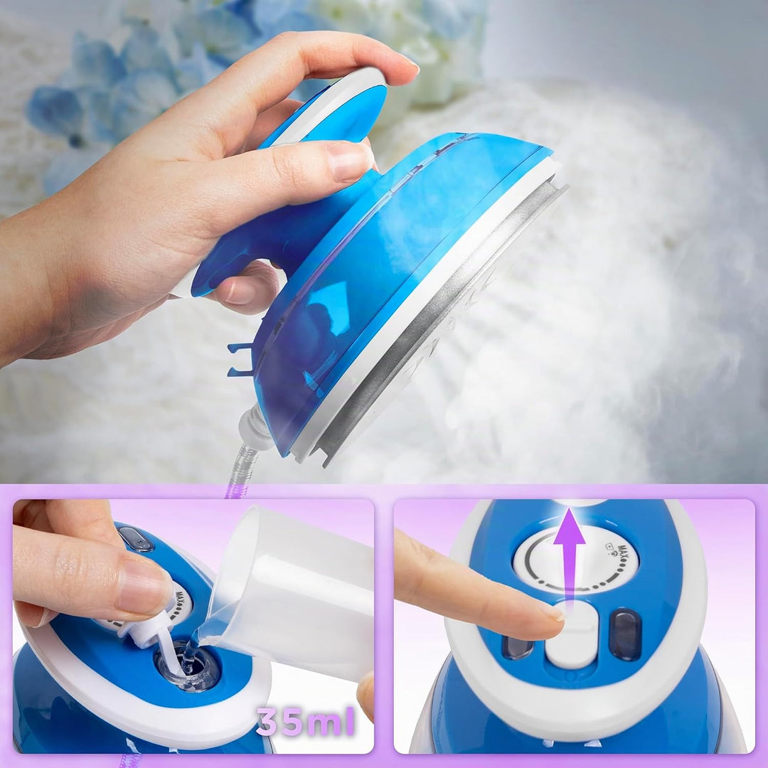Duronic SI3 BE Mini Reisebügeleisen, 400W Mini Bügeleisen, Dampfbügeleisen 35ml Wassertank, kleines