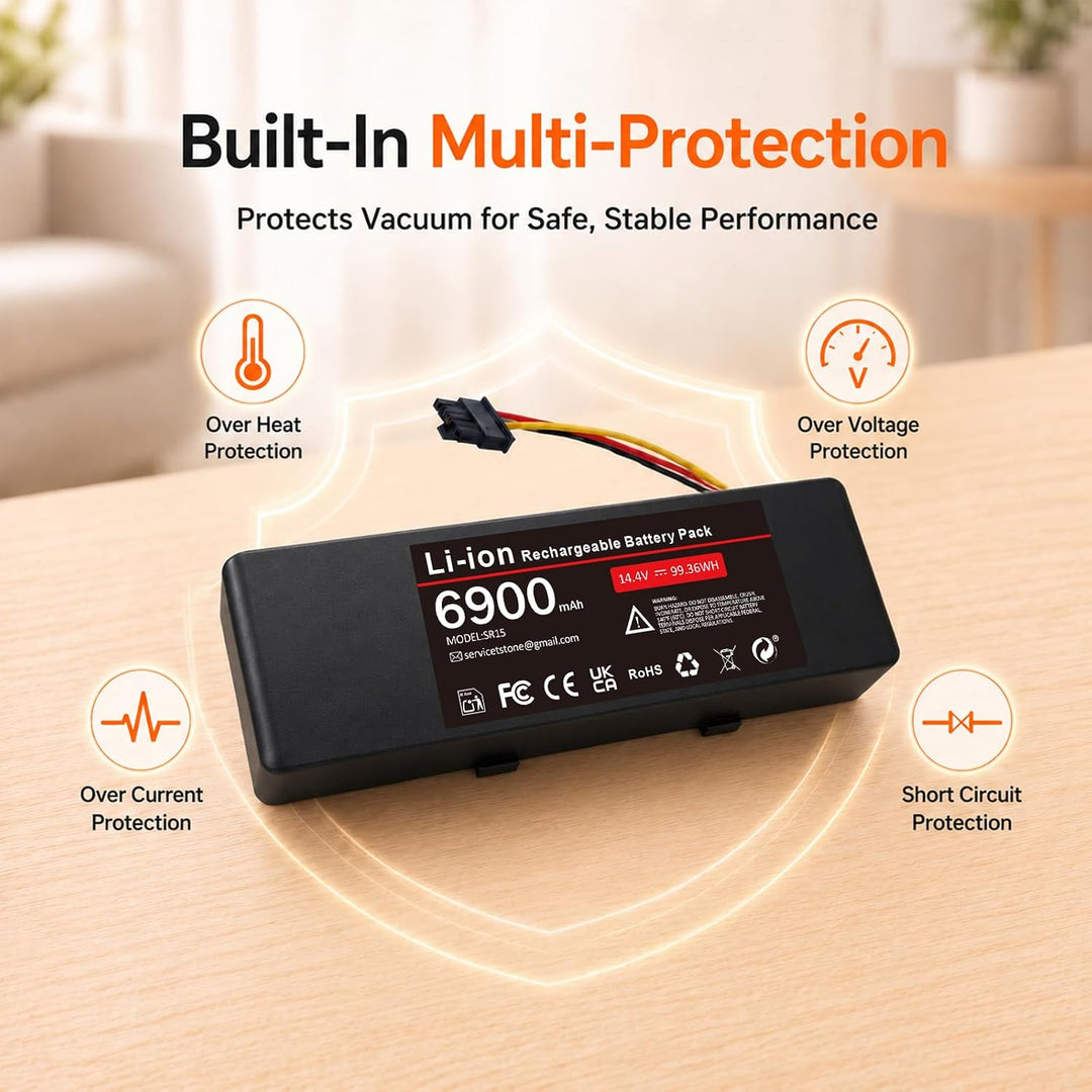 6900mAh Ersatzakku für Xiaomi Mop 2S / Mop Pro/Mop P, 14.4V Li-ion Akku mit Xiaomi Mijia STYTJ02YM /