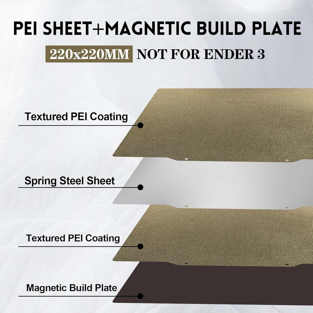 IdeaFormer PEI Pressure Plate PEI Druckplatte 220 x 220 mm, Double-Sided Textured Magnetische PEI Pl