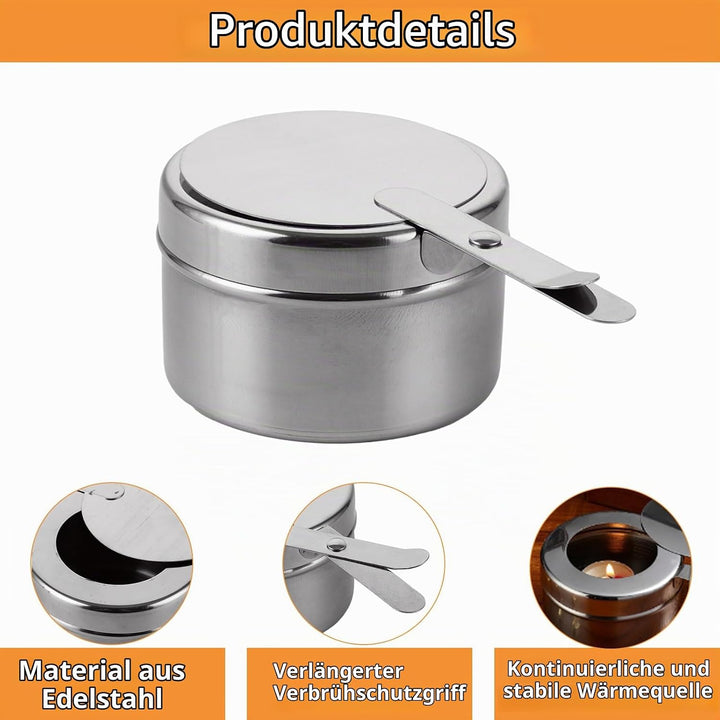 4 Stück Brennpastenbehälter mit Deckel, Brennpaste für Warmhaltebehälter, Fondue Brenneraus Edelstah
