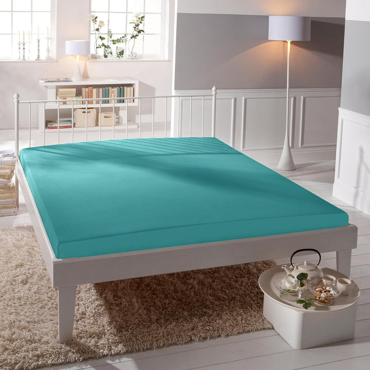 Bassetti Spannbettlaken 558 Türkis Baumwolle/Elastan, Masse: 180cm x 200cm, 200cm x 220cm, 9239372 1