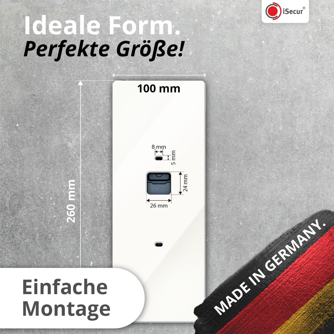 iSecur Personalisierte Blende passend für Eufy Akku-Videotürklingel aus Acryl weiss I Video-Doorbell