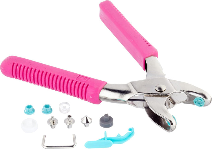 Prym pink Love Vario-Zange mit Loch-/Color Snaps Werkzeug, Stahl, 19 cm Pink, inklusive Loch- und Co