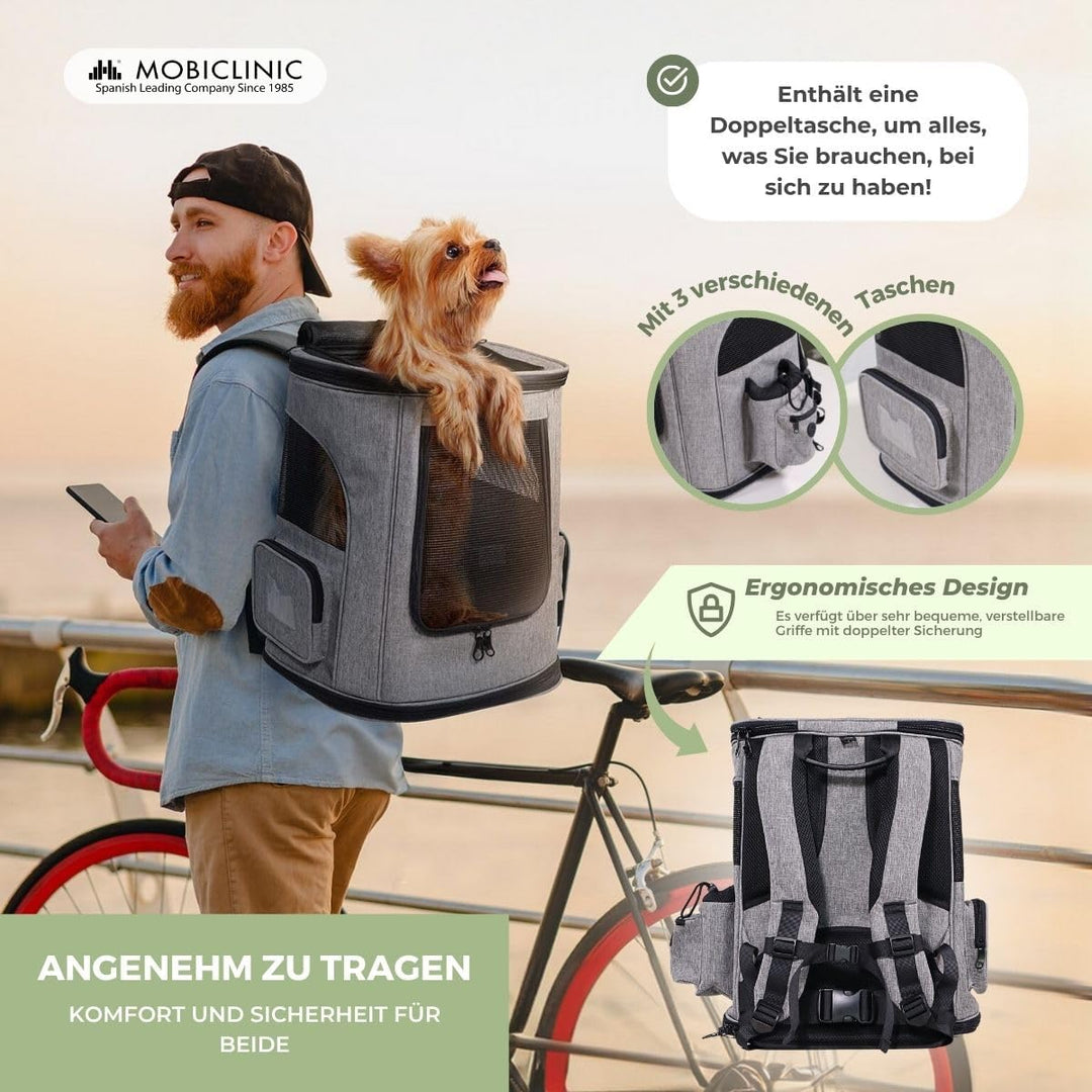 Mobiclinic® Pets, Haustier Rucksack, Thor, Faltbar, Mesh-Fenster, Zubehörtaschen, Multi-zugang, Dopp