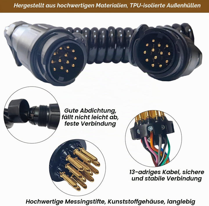 Anhänger Verlängerungskabel 3M Spiralkabel Anhängerkabel 13 Polig Anhänger Kabel Stecker auf Stecker