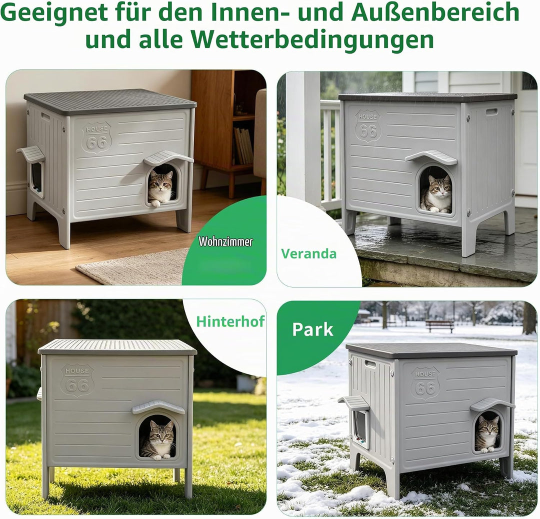 HiCaptain Katzenhaus Outdoor Winterfest Katzen Kunststoff verwildert Outdoor-Katzenhaus Welpenunterk