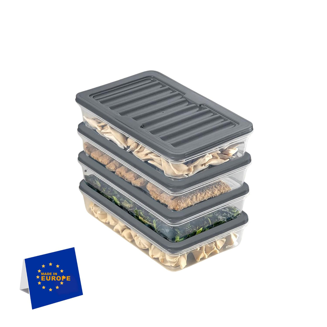 Stapelbare Frischhaltedosen, Vorratsdosen-Set, Gefrierfach & Kühlschrank Organizer mit Deckel, Frost