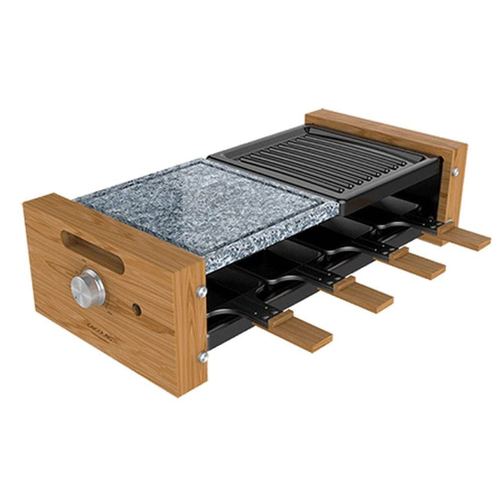 Cecotec Holz Raclette Käse & Grill 8200 Holz Schwarz. 1200 W, Grillfläche, 8 Einzelpfannen, Antihaft