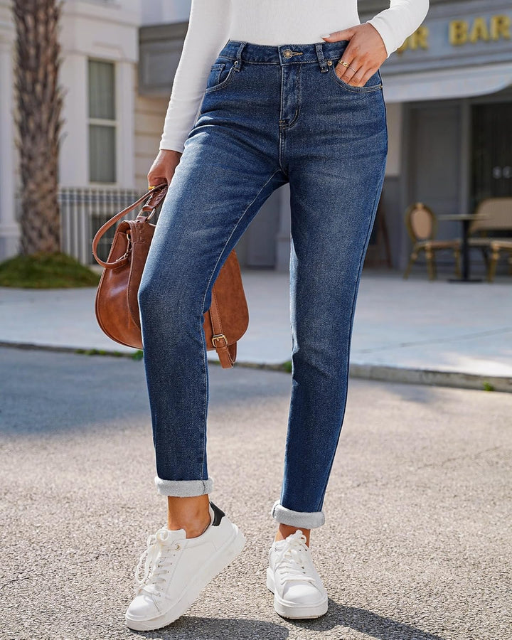 Skinny Jeans Damen High Waist Thermo Jeans Damen Winter Gefütter Thermo Jeans Leggings Damen Stretch