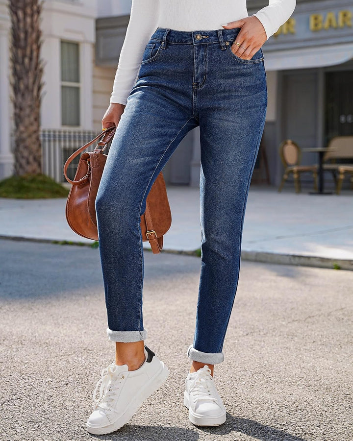 Roskiky Skinny Jeans Damen High Waist Thermo Jeans Damen Winter Gefütter Thermo Jeans Leggings Damen