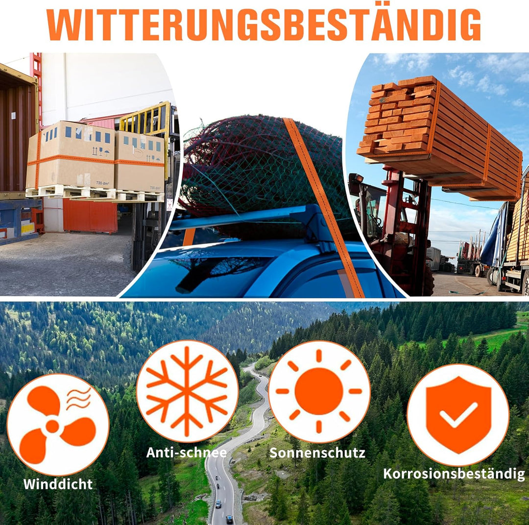 Spanngurte mit Ratsche 2M - 4er Pack Ratschengurte, Verstellbare Zurrgurte mit Klemmschloss, Enorm R