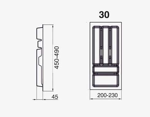 ALUSFERA Besteckkasten für Schubladen 30cm - Besteckeinsatz - Praktisch Schubladen Ordnungssystem -