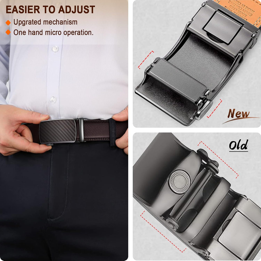 BULLIANT Gürtel Herren, Gürtel Ratsche Ledergürtel Automatikschliesse für Herren Anzug Business Klei