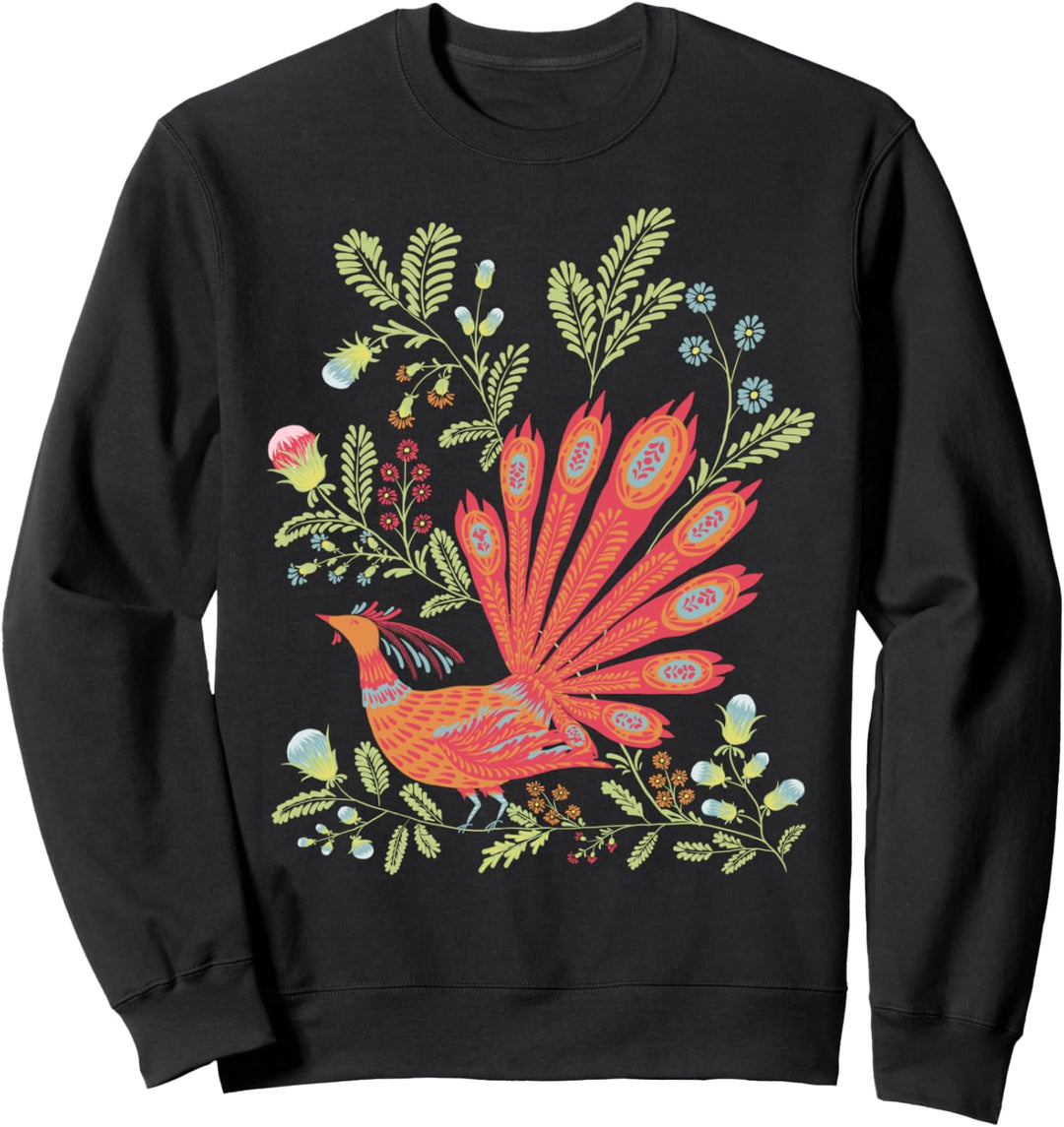 Feuervogel - Blumen Vintage Ukrainischen Vyshyvanka-Stil Sweatshirt