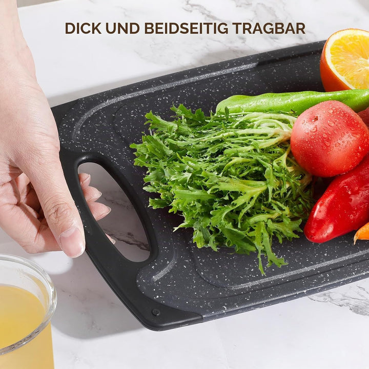 Romon Schneidebrett Kunststoff, 3 Stücke Schneidebretter Rutschfeste Griffe Cutting board, Chopping