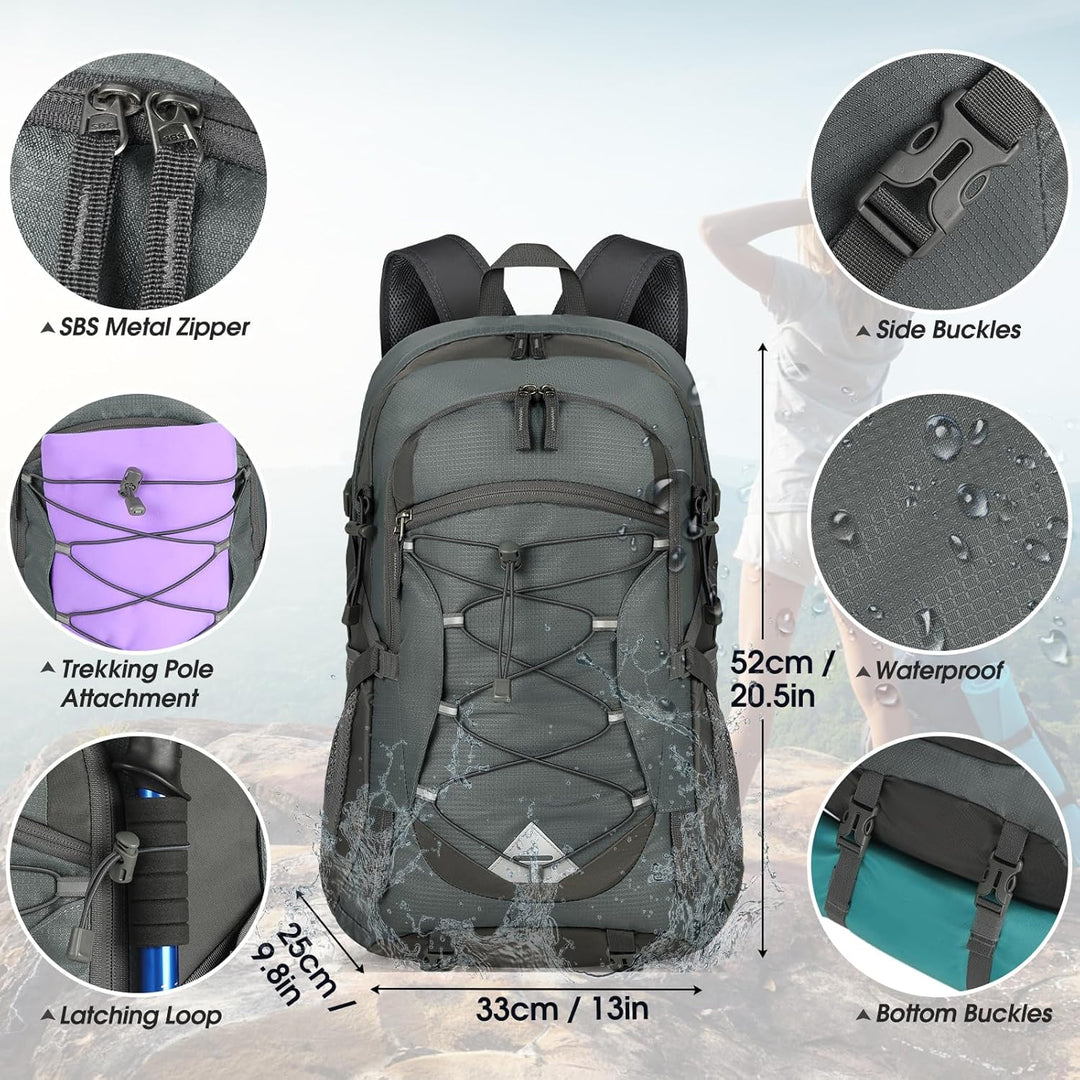 IGOLUMON Wanderrucksack Herren Damen 40L Wasserdichter Rucksack Leicht Faltbarer Reiserucksack Trekk