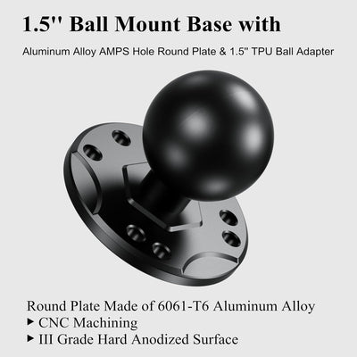 BRCOVAN 1,5'' Kugelhalterung mit Aluminiumlegierung AMPS-Loch Runder Plattenbasis, Kompatibel mit RA