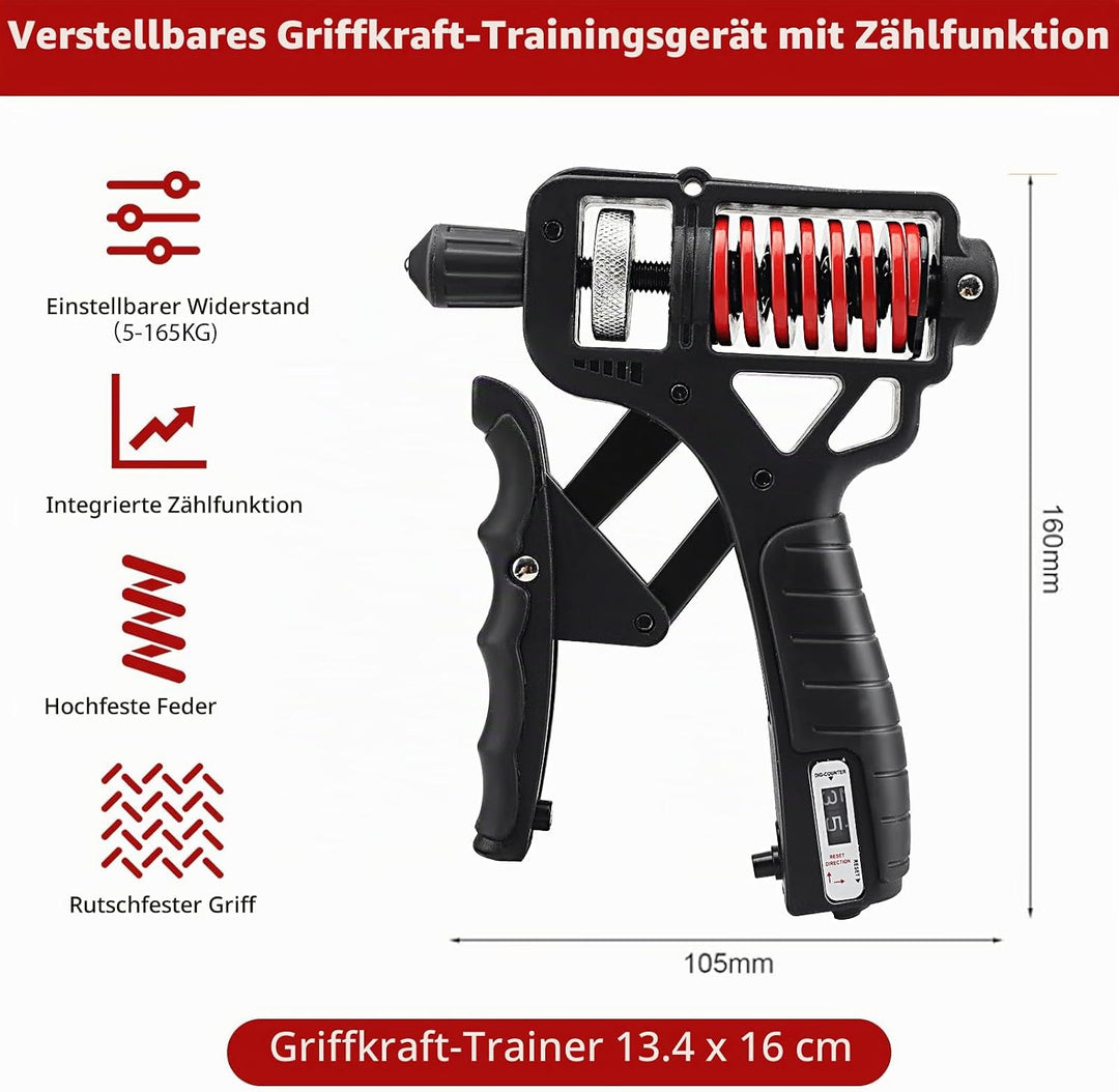 Handtrainer Unterarmtrainer mit einstellbarem Widerstand 5-165kg, Grip Griffkraft Trainer, Fingertra