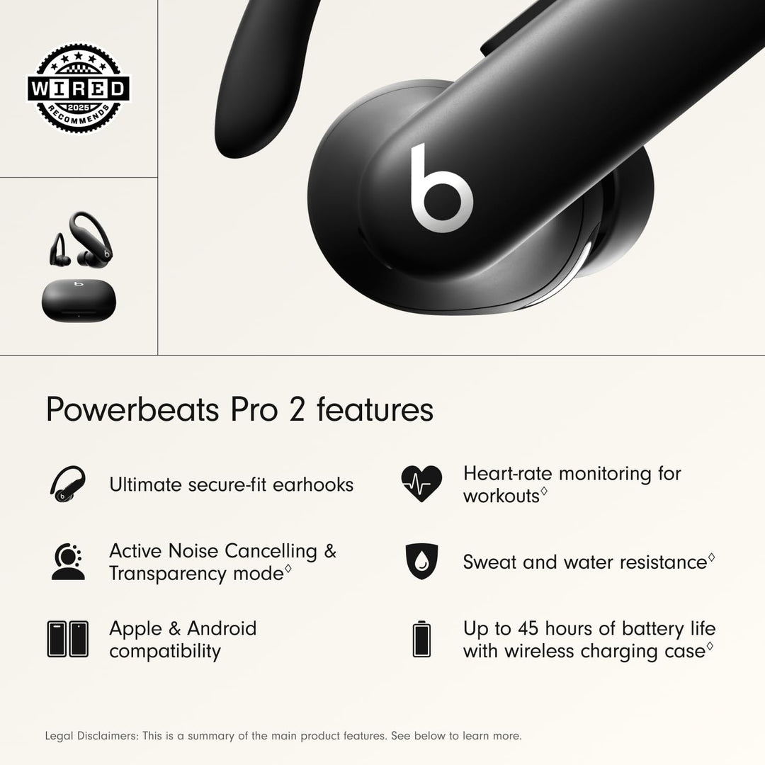 Beats Powerbeats Pro 2 Kabellose In-Ear Kopfhörer mit Bluetooth– aktive Geräuschunterdrückung, Herzf