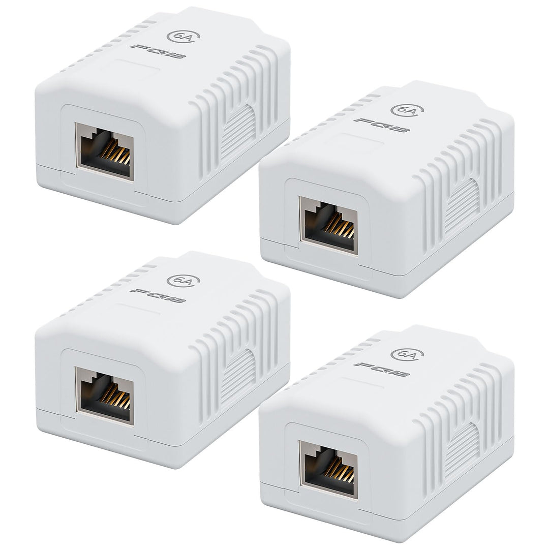 FGB 4X Cat6A Netzwerkdose Aufputz 1 Port FTP Geschirmt LAN Dose Weiss | Netzwerkdose Aufputz Cat7 RJ