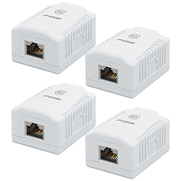 FGB 4X Cat6A Netzwerkdose Aufputz 1 Port FTP Geschirmt LAN Dose Weiss | Netzwerkdose Aufputz Cat7 RJ