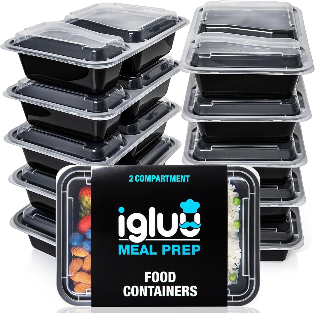[20er Pack] 2-Fach Meal Prep Container Von Igluu - Essensbox, Lunchbox Mikrowellengeeignet, Spülmasc