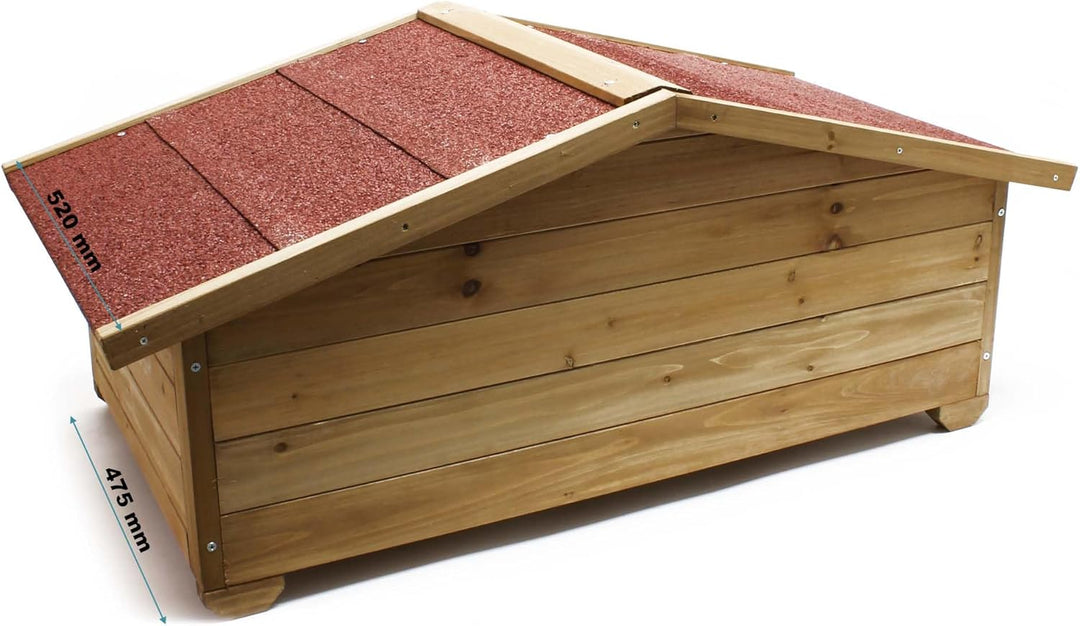 Wiltec Grosses Katzenhaus 99 x 52 x 42 cm aus Holz, Katzenhütte für Garten oder Terasse, Wurfkiste i