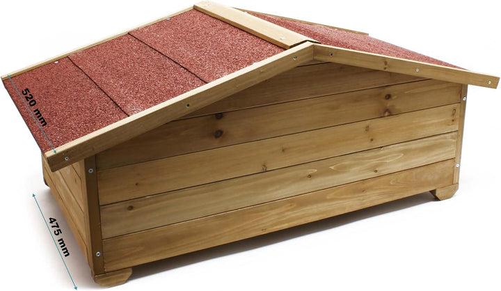 Wiltec Grosses Katzenhaus 99 x 52 x 42 cm aus Holz, Katzenhütte für Garten oder Terasse, Wurfkiste i