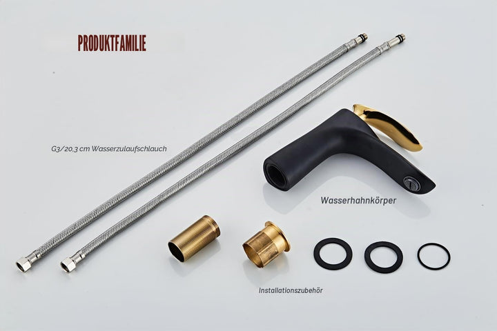 Waschbecken Wasserhahn Chrom Gold/Schwarz Einhand Messing Einlochmontage Leekayer,LK75239BGg