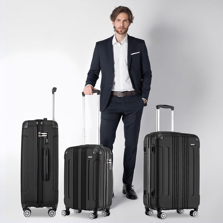 KONO Trolley Koffer Mittelgross Leicht Hartschalenkoffer Reisekoffer mit 4 Rollen, 65x42x26cm, 65Lit