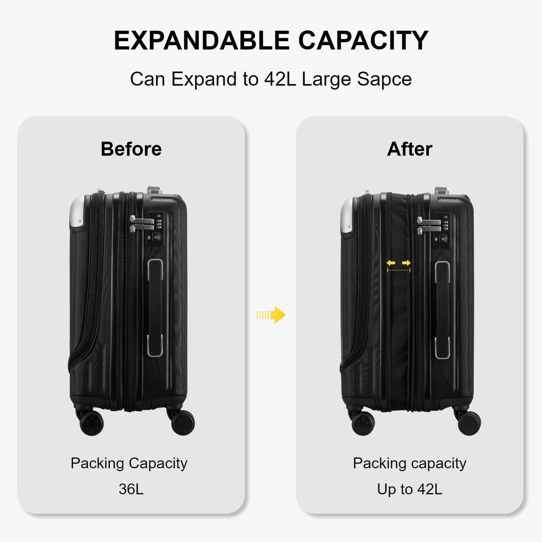 LEVEL8 Koffer Trolley Handgepäck mit 4er Organizer-Set, Handgepäck Koffer mit Laptopfach, Leicht ABS