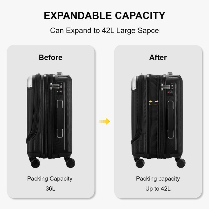 LEVEL8 Koffer Trolley Handgepäck mit 4er Organizer-Set, Handgepäck Koffer mit Laptopfach, Leicht ABS