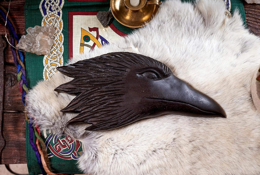 Windalf Vikings Wandbild Munin 33 cm Odins Schwarzer Rabe Wandrelief Nordische Mythologie Handarbeit