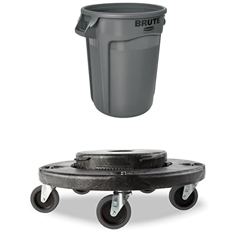 Rubbermaid Commercial Products BRUTE Behälter mit Luftkanälen &amp; Leiser Transportroller Bundle | Mobi