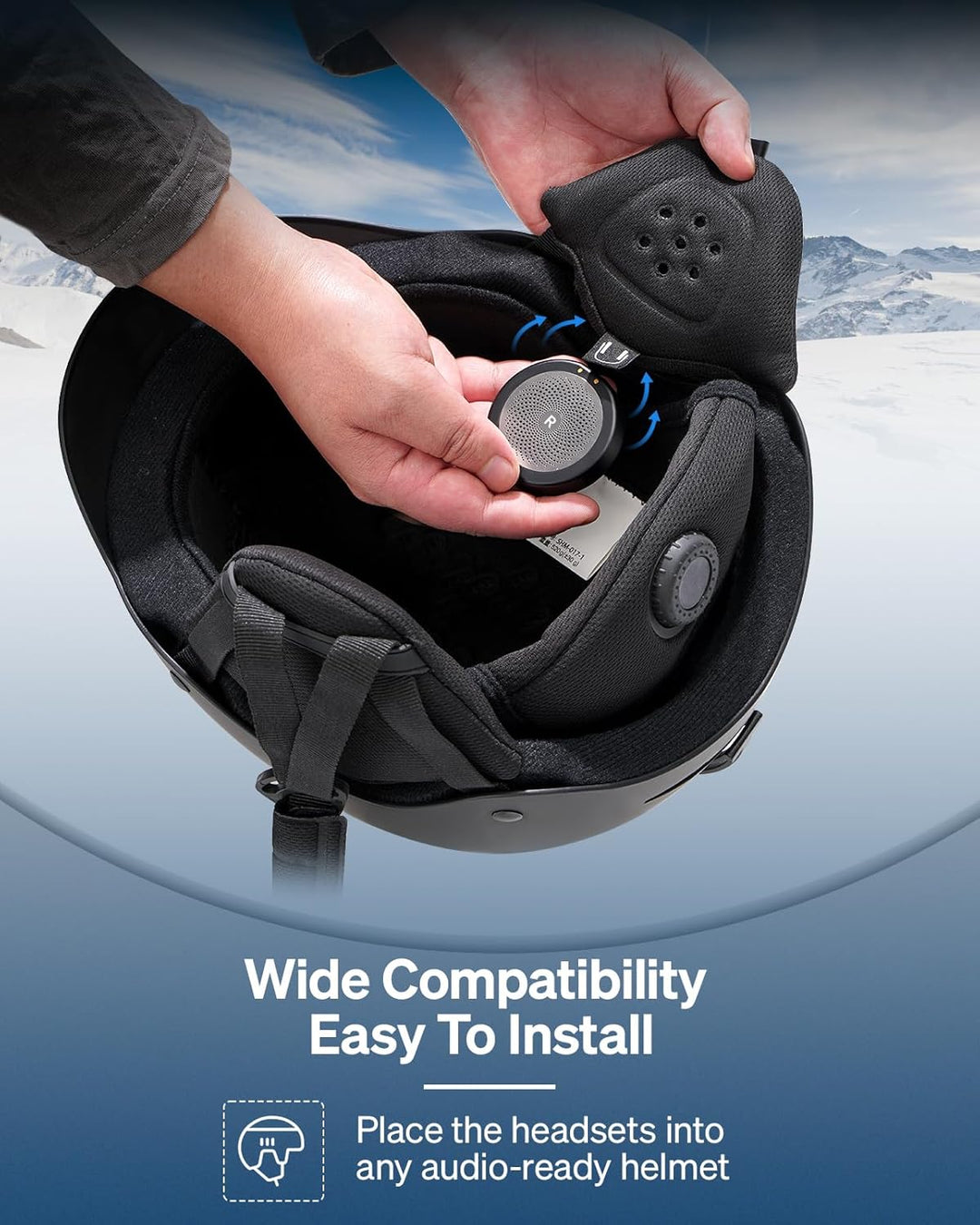 Doohoeek Helmkopfhörer, True-Wireless-Ohrhörer für Audio-Ready-Helme, Bluetooth 5,3 Headset mit Lade