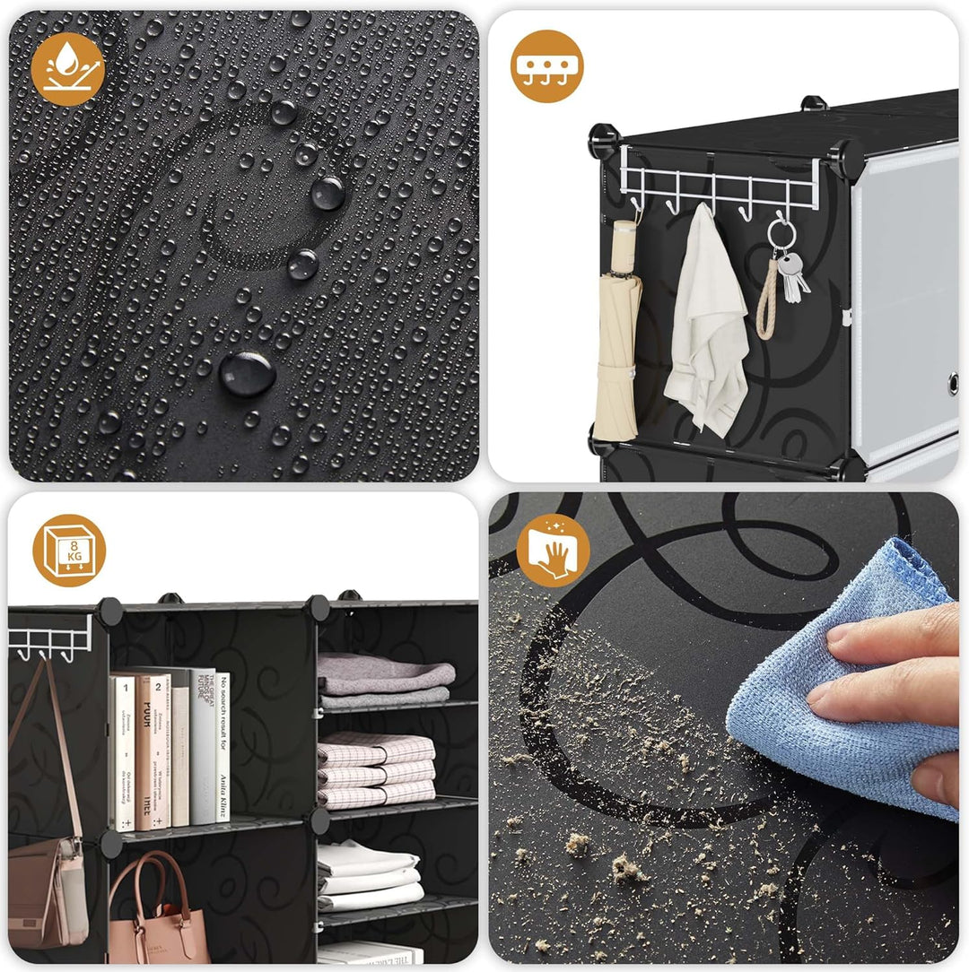 Mondeer Schuhregal, 8-stufiger Kunststoff Schuhschrank, Modulares Schuhaufbewahrung, Staub- und Wass
