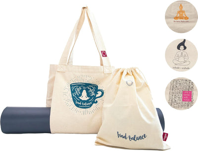 Divasya Yoga-Tasche: geräumige Yogamatten-Tasche aus 100% Bio-Baumwolle, mit Seitentasche für die Yo