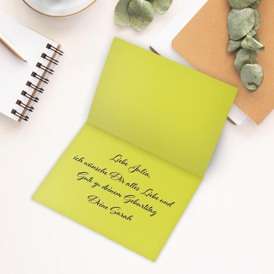 50 Faltkarten B6 - Limette - PREMIUM QUALITÄT - 11,5 x 17 cm - sehr formstabil - für Drucker geeigne