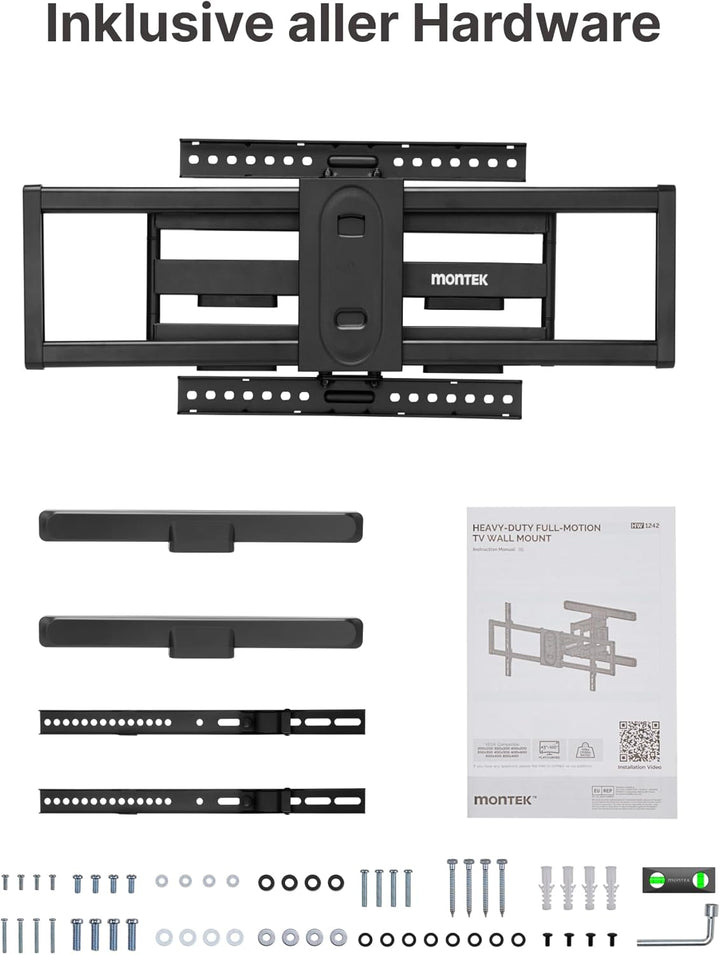 monTEK TV Wandhalterung für 43-95 Zoll Flach &amp; Curved Monitor bis zu 60kg, Schwenkbare und Neigbare