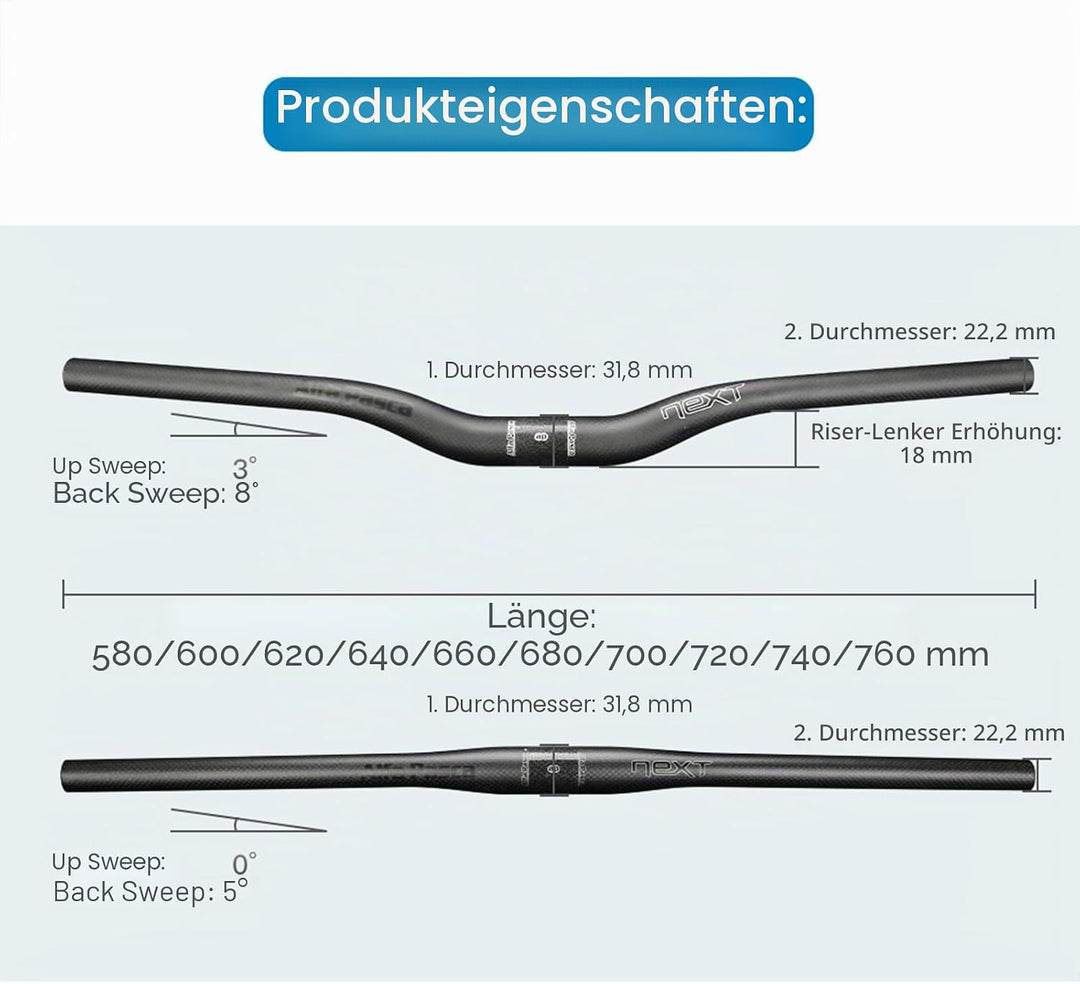 Alfa Pasca Carbon Mountain Fahrrad Lenker Ebene Steigleitung MTB Fahrrad Lenker Rot/Schwarz 3K Matt/