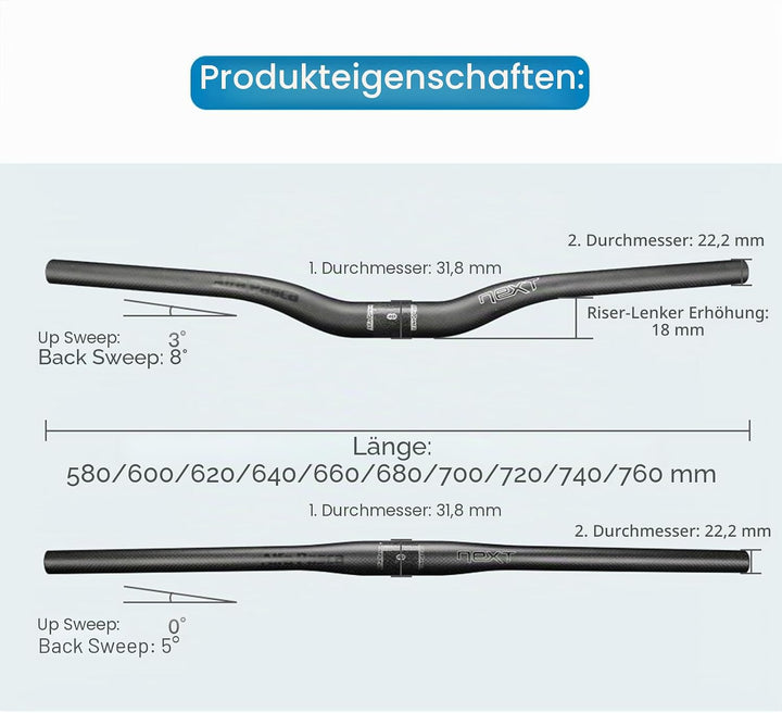 Alfa Pasca Carbon Mountain Fahrrad Lenker Ebene Steigleitung MTB Fahrrad Lenker Rot/Schwarz 3K Matt/