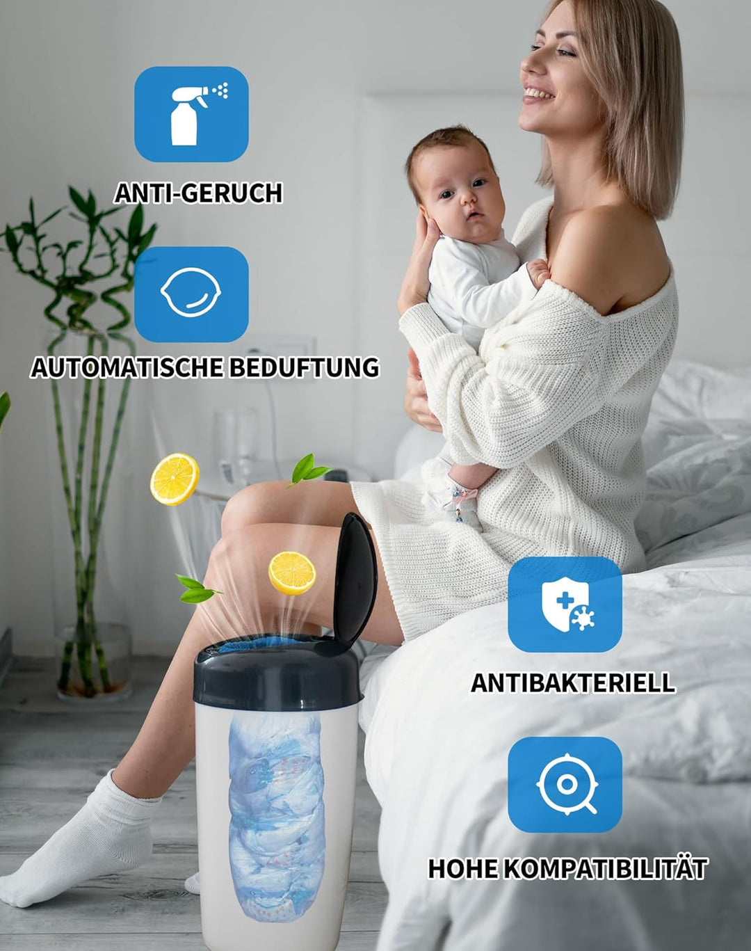 NETONDA 9er Nachfüllkassetten Windeleimer Nachfüllfolie Katzeneimer Geruchsdicht Windeleimer Nachfül