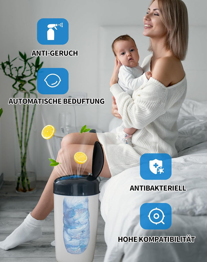 NETONDA 9er Nachfüllkassetten Windeleimer Nachfüllfolie Katzeneimer Geruchsdicht Windeleimer Nachfül